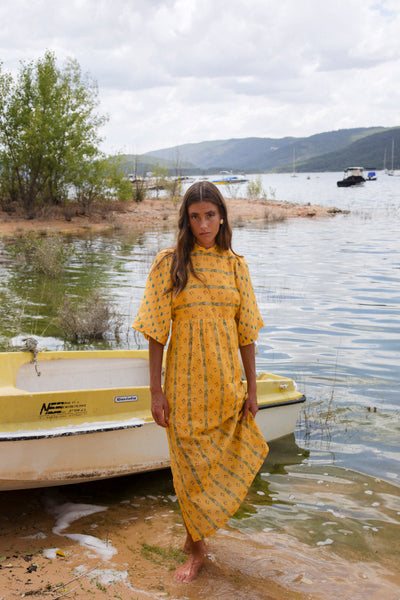 Yellow Boa Dress