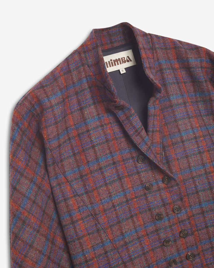 CHAQUETA NIBA CUADROS GRANATE