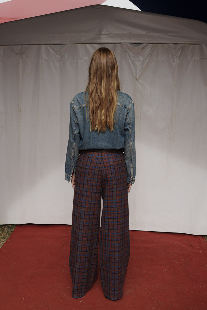 PANTALÓN MONKEY CUADROS GRANATE