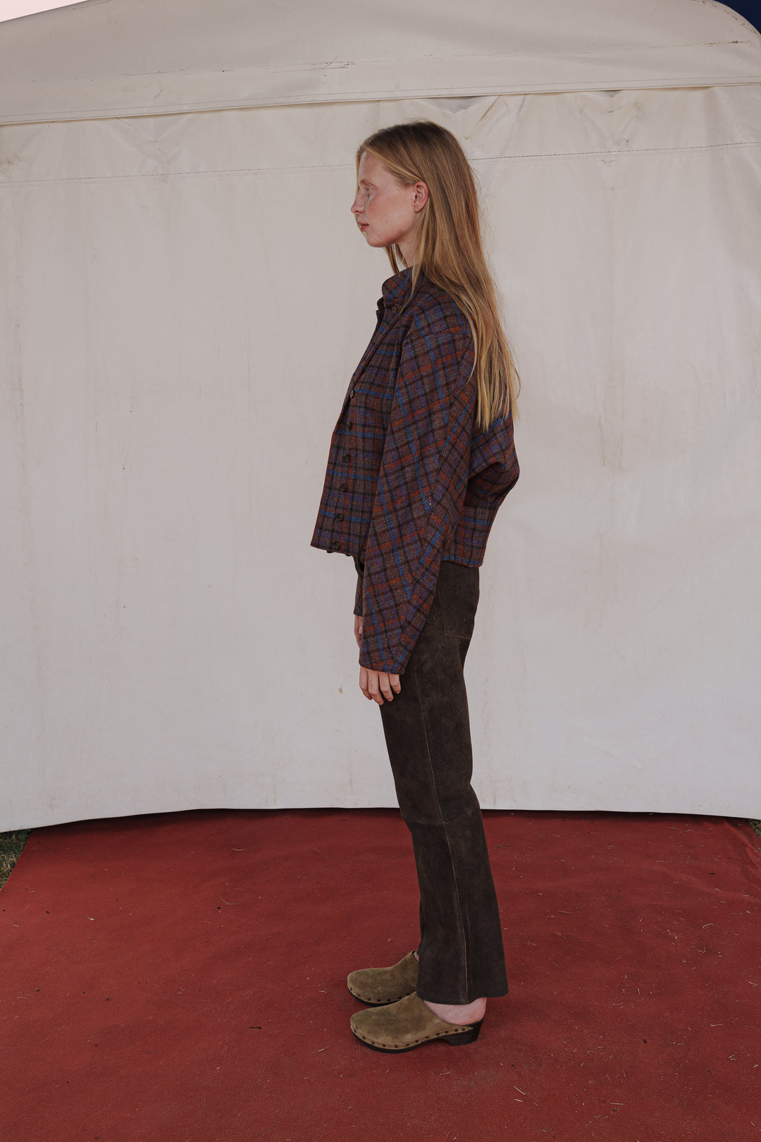 CHAQUETA NIBA CUADROS GRANATE