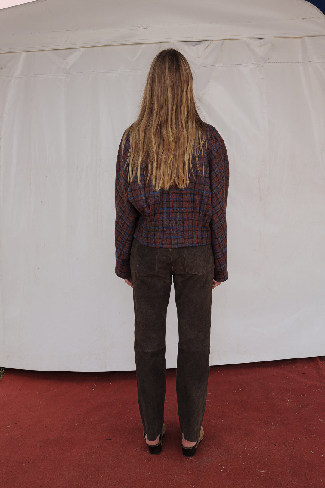 CHAQUETA NIBA CUADROS GRANATE