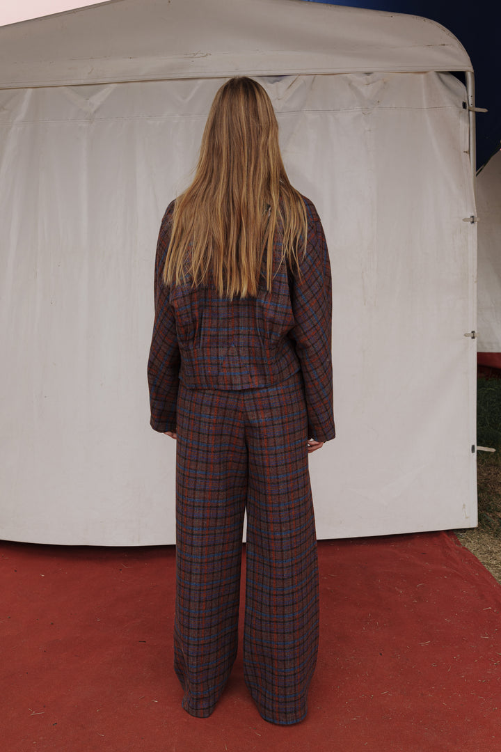 PANTALÓN MONKEY CUADROS GRANATE