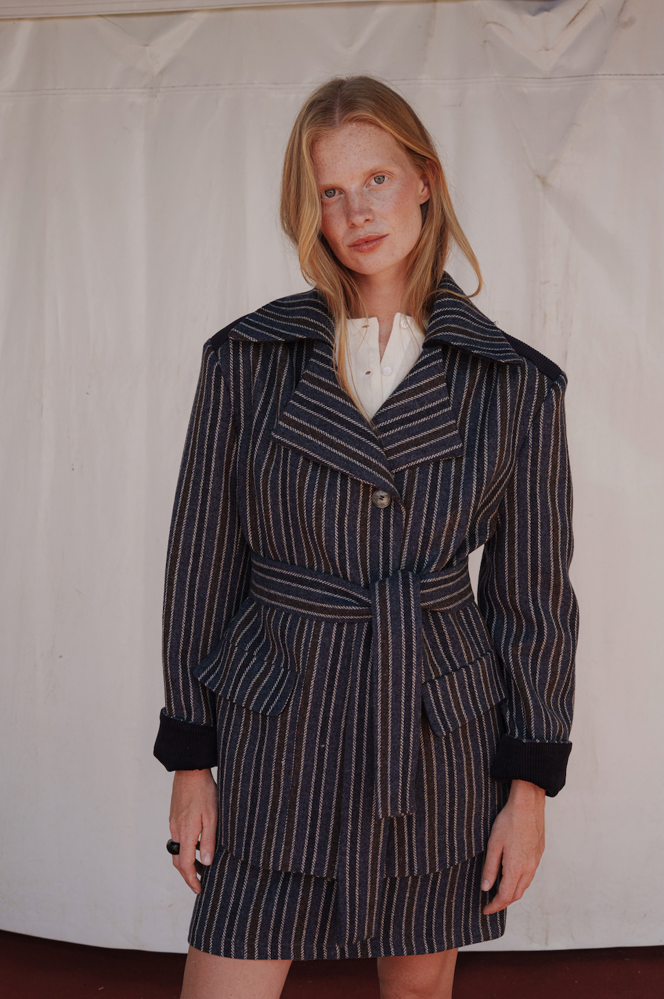 CHAQUETÓN BALLOON LANA RAYAS