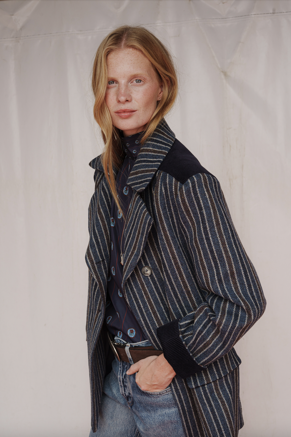 CHAQUETÓN BALLOON LANA RAYAS