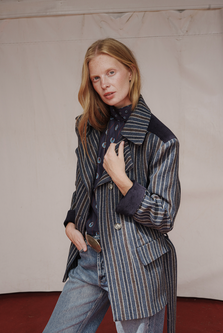 CHAQUETÓN BALLOON LANA RAYAS