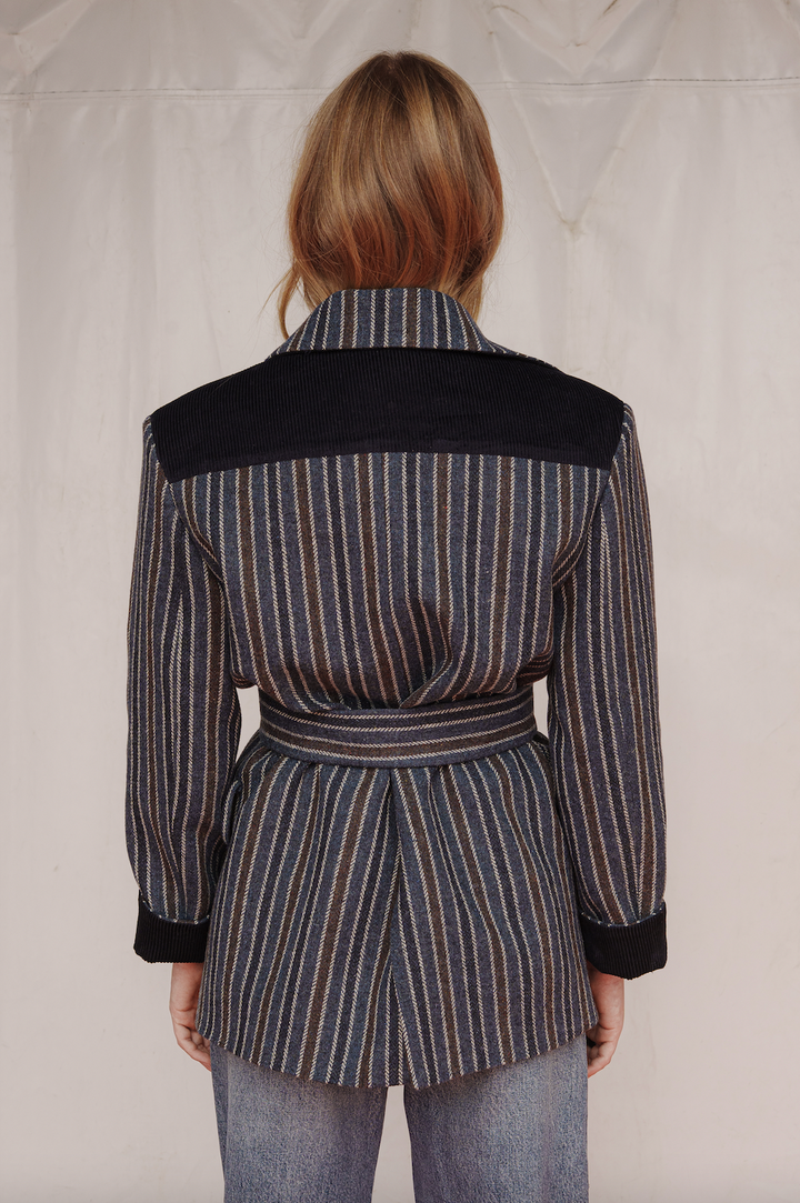 CHAQUETÓN BALLOON LANA RAYAS