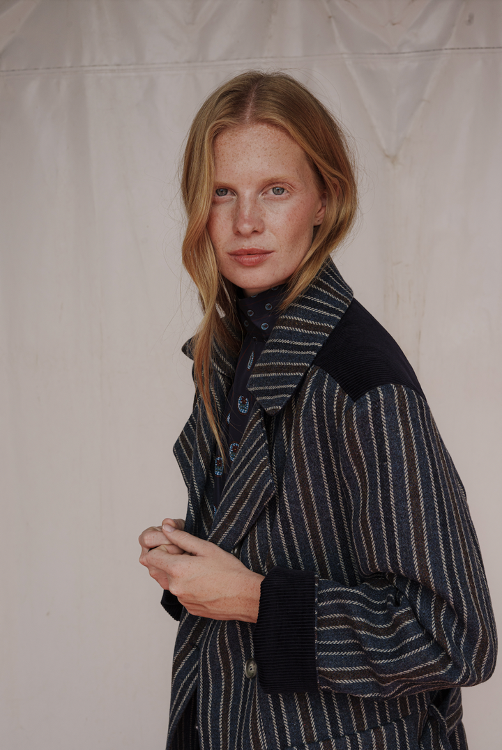 CHAQUETÓN BALLOON LANA RAYAS