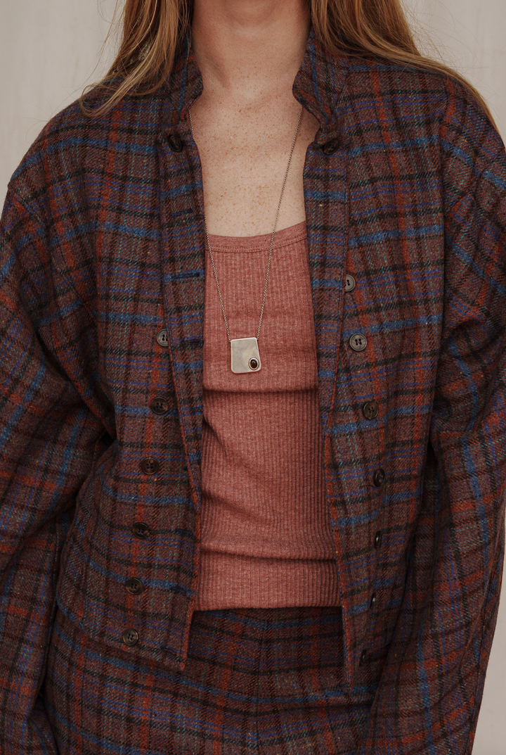 CHAQUETA NIBA CUADROS GRANATE