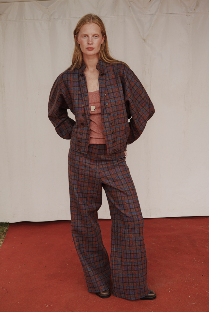 PANTALÓN MONKEY CUADROS GRANATE