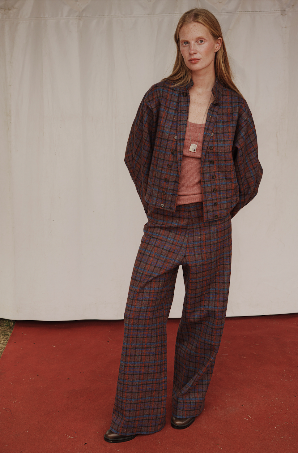 PANTALÓN MONKEY CUADROS GRANATE