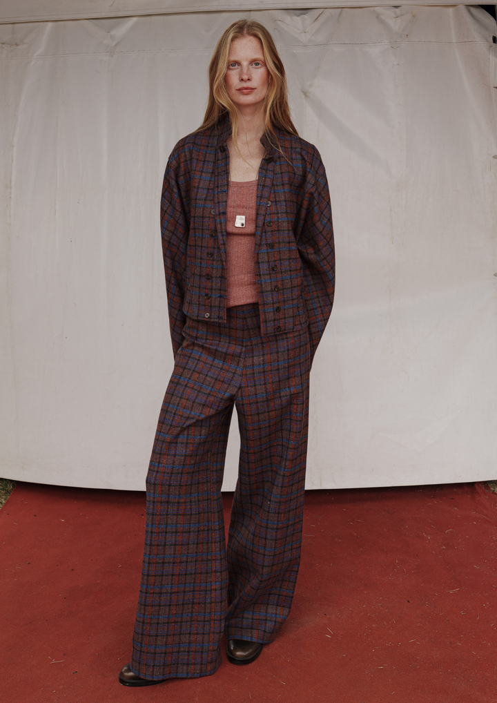 CHAQUETA NIBA CUADROS GRANATE